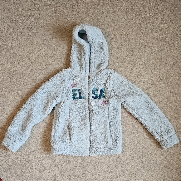 Disney Elsa Sherpa Jacket, Kids Winter Coat, Frozen Sequins Little Girl Coat - Picture 1 of 8